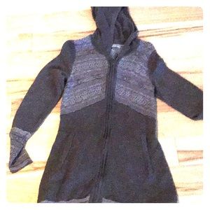 Long zip up sweater dress with hood